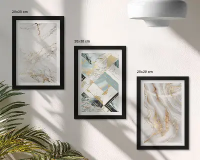 Juego de 3 cuadros decorativos con elegantes y modernos diseños abstractos de mármol