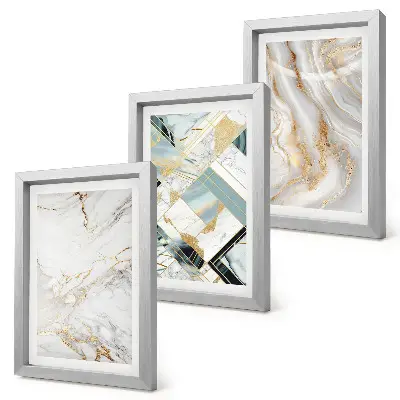 Juego de 3 cuadros decorativos con elegantes y modernos diseños abstractos de mármol