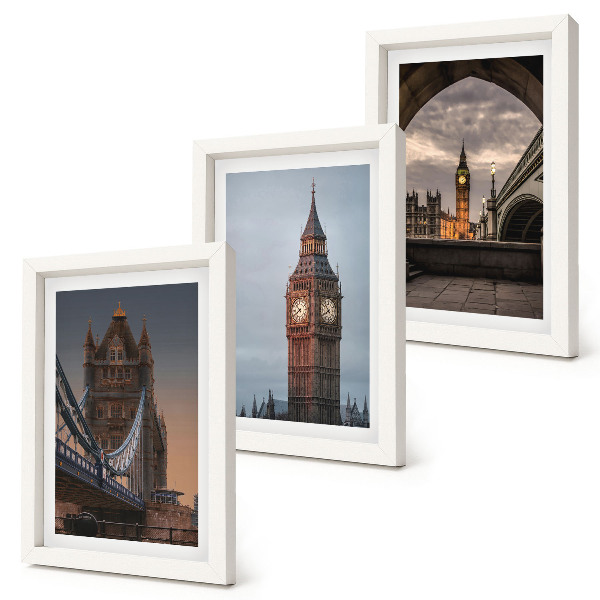 Juego de 3 cuadros decorativos Vistas de Londres con el puente y el Big Ben.