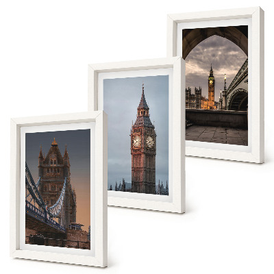 Juego de 3 cuadros decorativos Vistas de Londres con el puente y el Big Ben.
