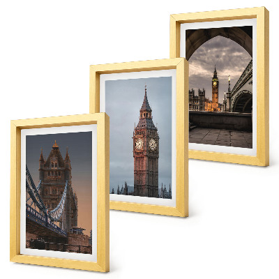 Juego de 3 cuadros decorativos Vistas de Londres con el puente y el Big Ben.