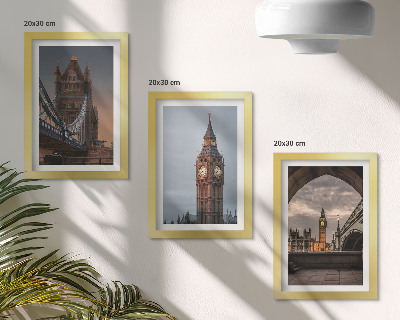 Juego de 3 cuadros decorativos Vistas de Londres con el puente y el Big Ben.
