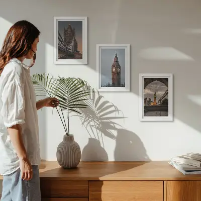 Juego de 3 cuadros decorativos con vistas de Londres, el puente y el Big Ben