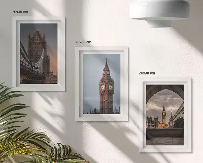 Juego de 3 cuadros decorativos con vistas de Londres, el puente y el Big Ben