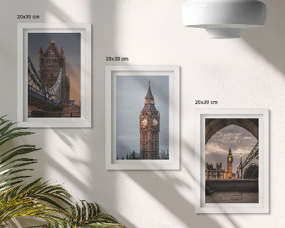 Juego de 3 cuadros decorativos Vistas de Londres con el puente y el Big Ben.