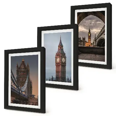 Juego de 3 cuadros decorativos con vistas de Londres, el puente y el Big Ben