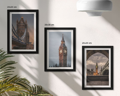 Juego de 3 cuadros decorativos Vistas de Londres con el puente y el Big Ben.