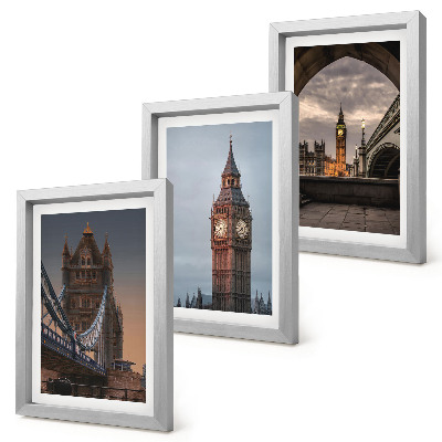 Juego de 3 cuadros decorativos Vistas de Londres con el puente y el Big Ben.