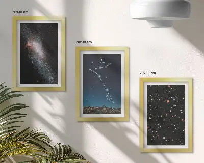 Juego de 3 cuadros decorativos con paisajes espaciales, galaxias y la constelación de Piscis