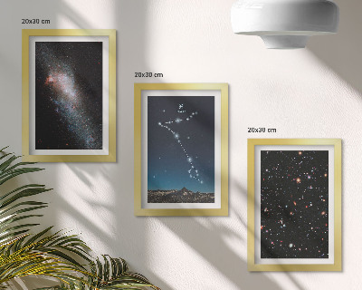 Juego de 3 cuadros decorativos Paisajes espaciales con la constelación de Piscis y galaxias.