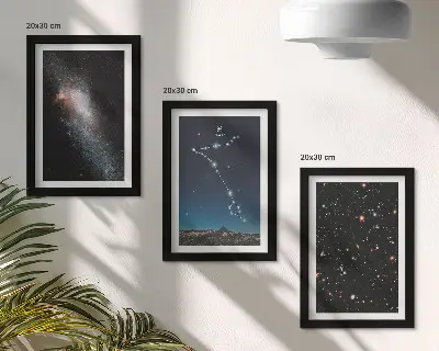 Juego de 3 cuadros decorativos con paisajes espaciales, galaxias y la constelación de Piscis