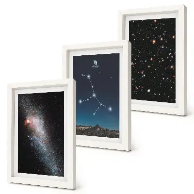 Juego de 3 cuadros decorativos con diseño de la constelación de Virgo y vista de la galaxia