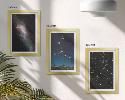Juego de 3 cuadros decorativos Constelación de Virgo, vista de la galaxia del universo