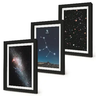 Juego de 3 cuadros decorativos con diseño de la constelación de Virgo y vista de la galaxia