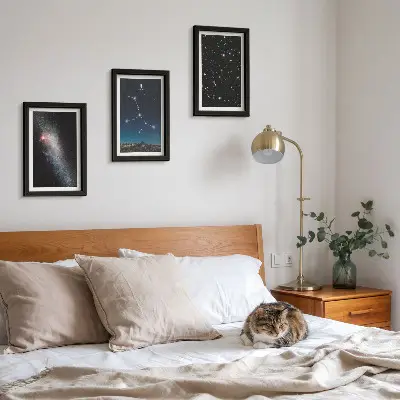 Juego de 3 cuadros decorativos con diseño de la constelación de Virgo y vista de la galaxia