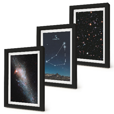 Tríptico enmarcado Galaxia y estrellas de la constelación de Capricornio