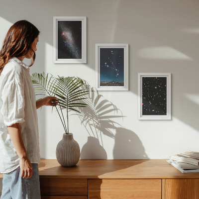 Tríptico enmarcado Paisajes cósmicos de galaxias y las constelaciones del zodíaco de Aries