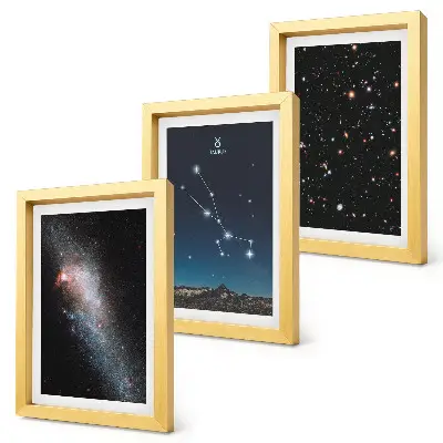 Juego de 3 cuadros decorativos de paisajes estelares cósmicos y la constelación de Tauro