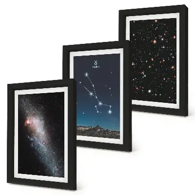 Juego de 3 cuadros decorativos de paisajes estelares cósmicos y la constelación de Tauro