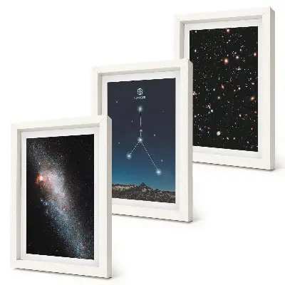 Juego de 3 cuadros decorativos con diseño del espacio exterior y la constelación de Cáncer