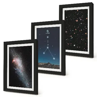 Juego de 3 cuadros decorativos con diseño del espacio exterior y la constelación de Cáncer