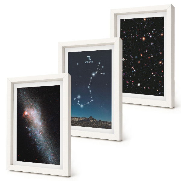 Juego de 3 cuadros decorativos Paisajes cósmicos de galaxias y la constelación de Escorpio