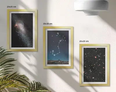 Juego de 3 cuadros decorativos con paisajes cósmicos de galaxias y la constelación de Escorpio