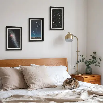 Juego de 3 cuadros decorativos con paisajes cósmicos de galaxias y la constelación de Escorpio
