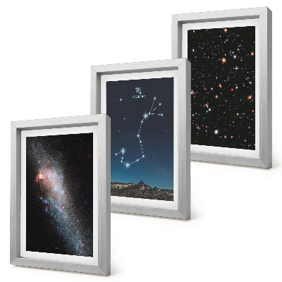 Juego de 3 cuadros decorativos Paisajes cósmicos de galaxias y la constelación de Escorpio