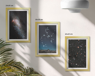 Tríptico enmarcado Galaxias, constelaciones y el signo zodiacal espacial Sagitario