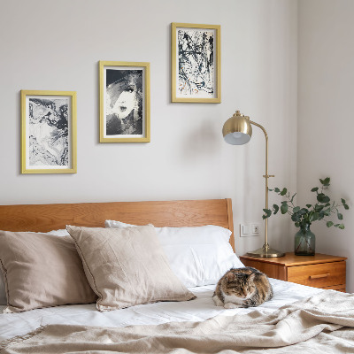 Juego de 3 cuadros decorativos Diseños abstractos en tonos blancos y negros.