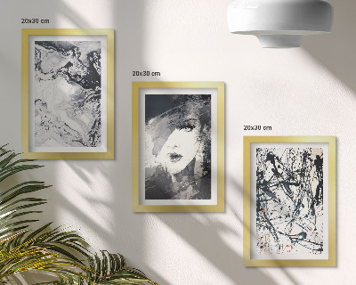 Juego de 3 cuadros decorativos Diseños abstractos en tonos blancos y negros.