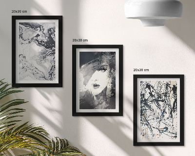 Juego de 3 cuadros decorativos Diseños abstractos en tonos blancos y negros.