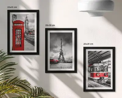 Tríptico enmarcado ciudades emblemáticas de Londres, París y el transporte ferroviario