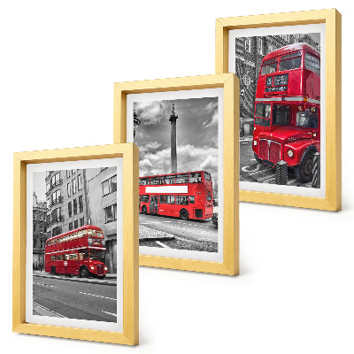 Tríptico enmarcado Autobuses rojos en el paisaje urbano de Londres