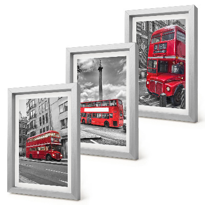 Tríptico enmarcado Autobuses rojos en el paisaje urbano de Londres