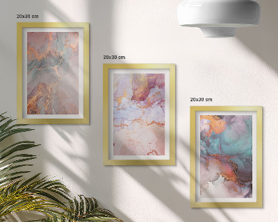 Tríptico enmarcado Diseños abstractos en colores pastel con detalles