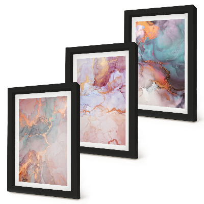Tríptico enmarcado Diseños abstractos en colores pastel con detalles