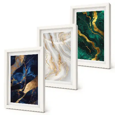 Juego de 3 cuadros decorativos con diseños abstractos en tonos azules y verdes