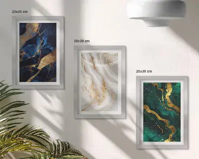 Juego de 3 cuadros decorativos con diseños abstractos en tonos azules y verdes