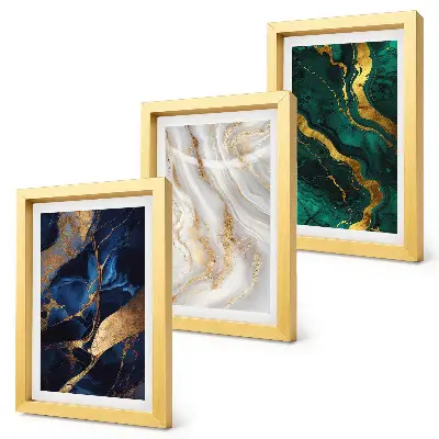 Juego de 3 cuadros decorativos con diseños abstractos en tonos azules y verdes
