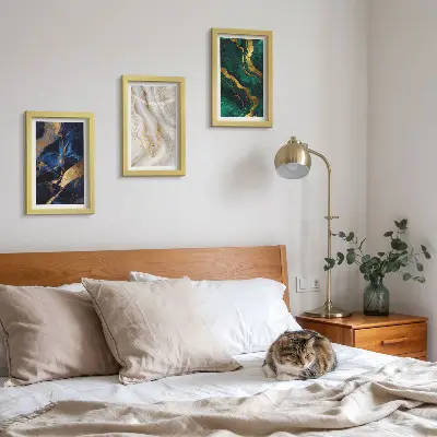 Juego de 3 cuadros decorativos con diseños abstractos en tonos azules y verdes