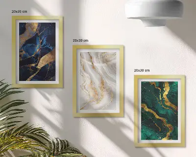 Juego de 3 cuadros decorativos con diseños abstractos en tonos azules y verdes
