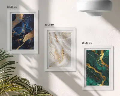 Juego de 3 cuadros decorativos con diseños abstractos en tonos azules y verdes