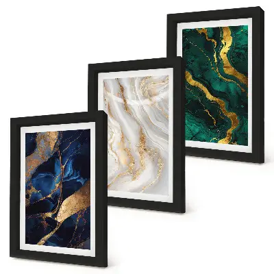 Juego de 3 cuadros decorativos con diseños abstractos en tonos azules y verdes