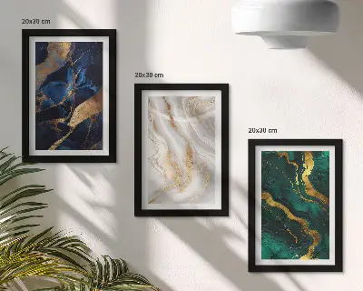 Juego de 3 cuadros decorativos con diseños abstractos en tonos azules y verdes