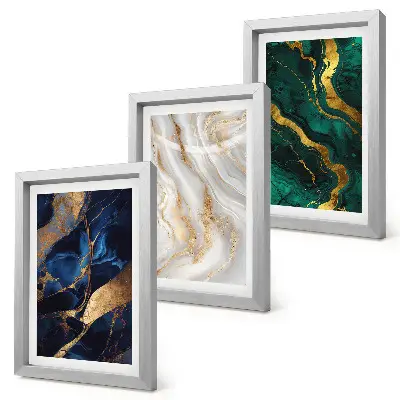 Juego de 3 cuadros decorativos con diseños abstractos en tonos azules y verdes