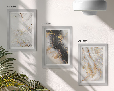 Tríptico enmarcado Diseños abstractos en tonos blancos y negros.