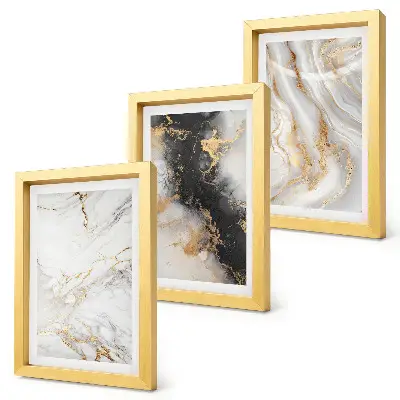 Tríptico enmarcado con diseños abstractos en tonos blancos y negros