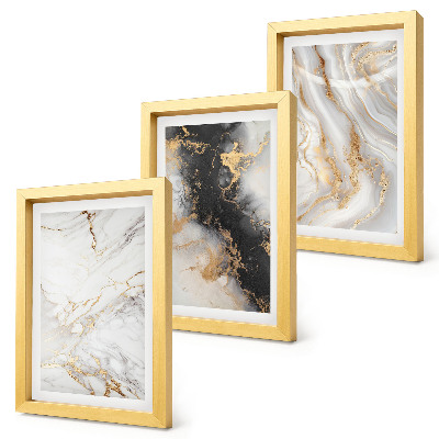 Tríptico enmarcado Diseños abstractos en tonos blancos y negros.
